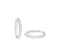 Amor Creolen Damen, Silber, onesize, 4 mm, Zirkonia synth., Weiß, Edelstahl, IP Silber 2022549