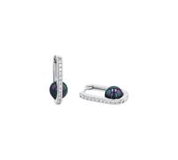 Amor Creolen 925 Sterling Silber Damen Ohrschmuck, mit Zirkonia synth., mit Muschelkernperle, 1,7 cm, Schwarz, Kommt in Schmuck Geschenk Box, 2039089