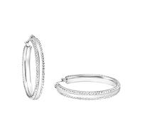 Amor Creolen Damen, Silber, onesize, 4 mm, Zirkonia synth., Weiß, Edelstahl, IP Silber 2022549