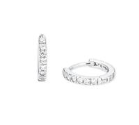 Amor Creolen 925 Sterling Silber Damen Ohrschmuck, mit Zirkonia synth., 1,2 cm, Silber, Kommt in Schmuck Geschenk Box, 2017285