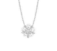 Amor Kette mit Anhänger 925 Sterling Silber Damen Halsschmuck, mit Zirkonia synth., 42+3 cm, Silber, Blume, Kommt in Schmuck Geschenk Box, 2012824
