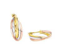 AMOR - Damen Ohrringe 375 Gold - Tricolor Creole - AMR-E0084