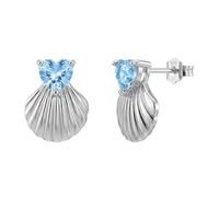 AMOR - Damen Ohrringe 925 Silber - mit Zirkonia Steinen - Muschel Herz Ohrstecker - AMR-E0111