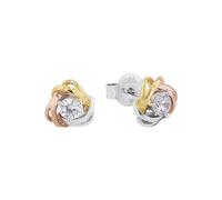 AMOR - Damen Ohrringe 925 Silber - Silber/Vergoldet/Rosé Vergoldet - Tricolor - mit Zirkonia Stein - Knoten Ohrstecker - AMR-E0080