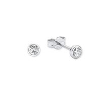 amor Damen-Ohrstecker rund glänzend 4 mm 925 Silber rhodiniert Zirkonia weiß - 20886