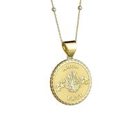 Amor Fati gravierte Münzanhänger-Halskette, 24 mm, mit 45,7 cm langer Ankerkette | Sterlingsilber, vergoldet | Unisex-Schmuckgeschenk | LK_PNDN_0024