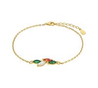 Amor Armband 925 Sterling Silber Damen Armschmuck, mit Zirkonia synth., Opal synth., 17+2 cm, Gold, Kommt in Schmuck Geschenk Box, 2037009