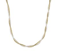 Kette ohne Anhänger AMOR, gelbgoldfarben, weiß, Halsketten, Damen, Edelstahl Perlen, L: 45 B: 3mm, Edelstahl, Perlen, mit Wachsperle, B:3mm (77218746-0) gelbgoldfarben, weiß