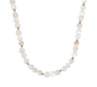 Collier AMOR "Herz-Motiv", gelbgoldfarben, perlmuttfarben, Halsketten, Damen, Edelstahl, L: 45 B: 6mm, Collier, mit Perlmutt, B:6mm (42212951-0) gelbgoldfarben, perlmuttfarben