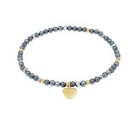 Amor Armband Damen, Grau, Herz, 8 mm, Glas, Grau, 3 mm, Edelstahl, IP Silber+Gold 2039084