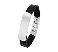 Amor Identarmband Edelstahl Leder Herren Armschmuck, 21 cm, Silber, Kommt in Schmuck Geschenk Box, 9330126