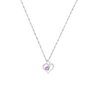 Amor Damen Halskette mit Herz-Anhänger 925 Sterling Silber, Zirkonia (synth.), 45 cm – Geschenkbox
