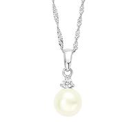 Amor Kette mit Anhänger Damen 2012671 – 925 Sterling Silber, Zirkonia, Süßwasserperle, 42 cm