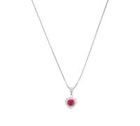 Amor Kette mit Anhänger 925 Sterling Silber Mädchen Kinder Halsschmuck, mit Zirkonia synth., 35+3 cm, Pink, Herz, Kommt in Schmuck Geschenk Box, 2021186
