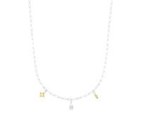 Amor Kette mit Anhänger Damen, Silber, 6 mm, Grau, 2 mm, Silber 925, gelbvergoldet 2039280