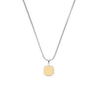 Amor - Kette mit Anhänger AMOR "quadratisch" - Herren, Edelstahl, edelstahl-/gelbgoldfarben, 55 cm
