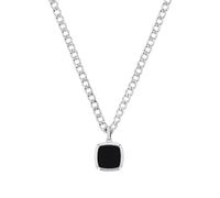 Amor Kette mit Anhänger Edelstahl Herren Halsschmuck, mit Achat, 50+5 cm, Schwarz, Kommt in Schmuck Geschenk Box, 2040349