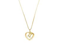 Amor Kette mit Anhänger Damen, Gold, 45 cm, Herz, 10 mm, Zirkonia, Weiß, 0,6 mm, Gold 375/9 ct 2028069
