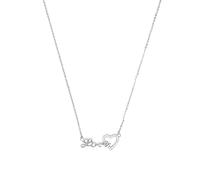 Kette mit Anhänger AMOR "Schriftzug "Love" Herzmotiv, 2026062" Halsketten Gr. Silber 925 (Sterlingsilber), Länge: 42 cm, bunt (silberfarben, weiß) Damen (98892601-0) silberfarben, weiß