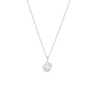 Amor Kette mit Anhänger Damen, Silber, Herz, 14 mm, Zirkonia synth., Weiß, 1 mm, Silber 925, rhodiniert 2016423