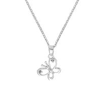 Amor Kette mit Anhänger 925 Sterling Silber Mädchen Kinder Halsschmuck, mit Zirkonia synth., 35+3 cm, Silber, Schmetterling, Kommt in Schmuck Geschenk Box, 9293421