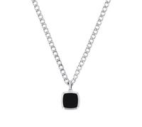 Amor Kette mit Anhänger Edelstahl Herren Halsschmuck, mit Achat, 50+5 cm, Schwarz, Kommt in Schmuck Geschenk Box, 2040349