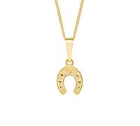 Amor Kette mit Anhänger Unisex Mädchen Jungen Halsschmuck, 35+3 cm, Gold, Hufeisen, Kommt in Schmuck Geschenk Box, 2013945