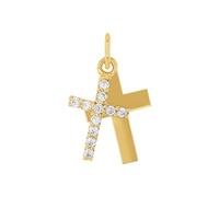 Amor Motivanhänger Damen, Gold, onesize, Kreuz, 9 mm, Weiß, Gold 375/9 ct 2013636
