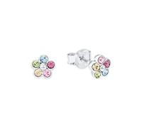 Amor Ohrstecker Mädchen, Mehrfarbig, onesize, Blume, 5 mm, Kristallglas, Blau, Silber 925, rhodiniert 2021266