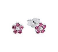 Amor Ohrstecker Flower Power – 925 Sterling Silber, Kristallglas, Blume, Rosa, für Mädchen