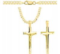 Amor Luxury AMAR goldkette Herren/Damen 925/585 - Kreuz Kette 70 cm- goldkette Kreuzkette, Halskette gold 3,8mm