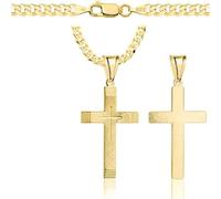 Amor Luxury AMAR goldkette Herren/Damen 925/585 - Kreuz Kette - Halskette gold, goldkette Kreuzkette(45 cm)