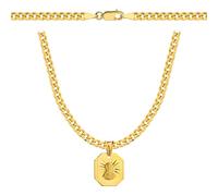 Amor Luxury Goldkette 585, Königskette Herren mit Medaillon - 925/585 Schmuck, Goldene Kette - Geschenk Freund, Geburtstag - Halskette