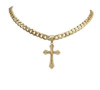 Amor Luxury Goldkette Herren 585, Kette 925/585 - Königskette - Kreuzkette 60 cm - Goldkette Kreuzkette, Schmuck, Geschenke - Halskette 6,5mm Panzerung