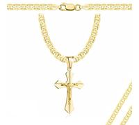 Amor Luxury Goldkette Herren 585, Kette 925/585 - Königskette - Kreuzkette, Schmuck, Geschenke Geburtstag - Halskette Gold (60 cm)