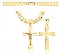 Amor Luxury goldkette herren 585, Kette Herren 925/585 - goldkette 585 massiv 60 cm - Kreuzkette - Halskette Herren 6,5 mm Panzerung