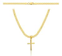 Amor Luxury Goldkette Herren 585, Königskette - Kreuz Kette 60 cm - Kreuzkette, Schmuck, Geschenke - Halskette Gold