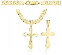 Amor Luxury goldkette herren kreuz 585 - Kette Herren 925/585 - goldkette 585 massiv 60 cm - Kreuzkette - Halskette Herren 6,5 mm Panzerung