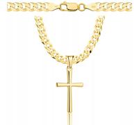 Amor Luxury goldkette herren mit kreuz 585, Kette Herren 925/585 - kreuz kette herren gold 585 massiv - 5 mm, Kreuz Kette 45 cm - Goldkette Kreuzkette - Halskette Herren Panzerung