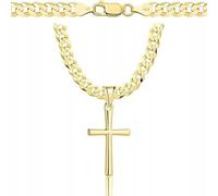 Amor Luxury Goldkette Herren mit Kreuz 585 - Kreuzkette Herren 925/585 - Goldkette Kreuzkette 60 cm - Massivgold 5 mm - Halskette Herren Panzerung