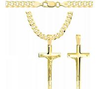 Amor Luxury herren goldkette mit kreuz 585, 925/585 - Goldkette Kreuzkette Herren 5 mm, 55 cm - Halskette Panzerung