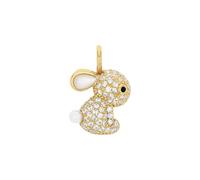 Amor Motivanhänger 925 Sterling Silber Damen Anhänger, mit Katzenauge, mit Muschelkernperle, 1,4 cm, Weiß, Hase, Kommt in Schmuck Geschenk Box, 2039035
