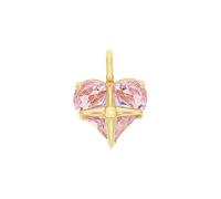 Amor Motivanhänger Damen, Gold, onesize, Herz, 9 mm, Rosa, Silber 925, gelbvergoldet 2039048