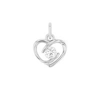 Amor Motivanhänger 925 Sterling Silber Damen Anhänger, mit Zirkonia synth., 1,4 cm, Weiß, Herz, Kommt in Schmuck Geschenk Box, 2039040