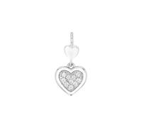 Amor Motivanhänger 925 Sterling Silber Damen Anhänger, mit Zirkonia synth., 1,7 cm, Weiß, Herz, Kommt in Schmuck Geschenk Box, 2039047