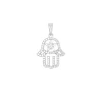 Amor Motivanhänger 925 Sterling Silber Damen Anhänger, mit Zirkonia synth., 2,3 cm, Silber, Hamsa Hand, Kommt in Schmuck Geschenk Box, 2017647