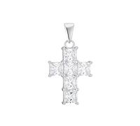 Amor Motivanhänger Damen Silber 925 rhodiniert Kreuz mit synthetischen Zirkonia