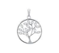 Amor Motivanhänger 925 Sterling Silber Damen Anhänger, mit Zirkonia synth., 2,8 cm, Silber, Lebensbaum, Kommt in Schmuck Geschenk Box, 2023022