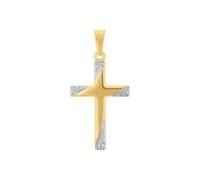 Amor Motivanhänger für Damen und Herren, Unisex, Gold 375 | Kreuz, silber Bicolor