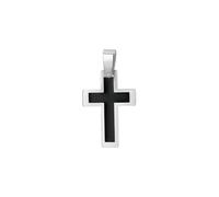 Amor Motivanhänger Edelstahl Herren Anhänger, 3,8 cm, Schwarz, Kreuz, Kommt in Schmuck Geschenk Box, 9378517